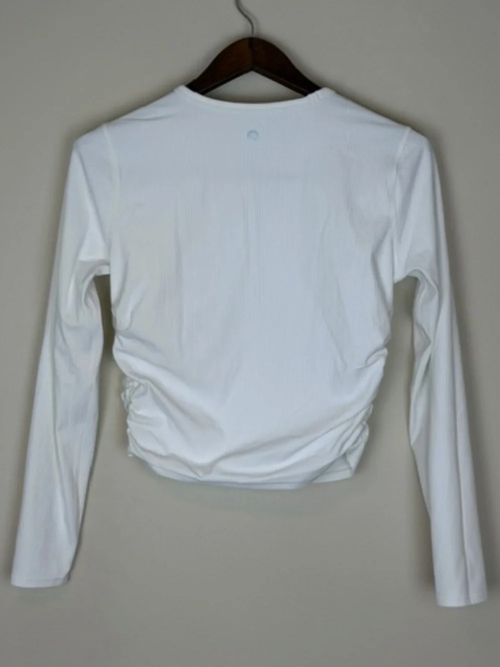 Lululemon All It Takes White Ribbed Cropped Ruched Long Sleeve Nulu Top Women's
